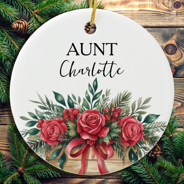 Custom Aunt New Baby Announcement Keepsake Ceramic Ornament (Creator Uploaded)