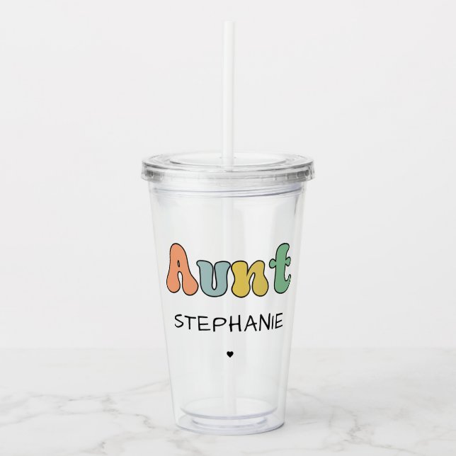 Custom Aunt Retro Gift | Auntie Personalized Acrylic Tumbler (Front)
