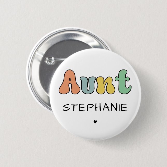 Custom Aunt Retro Gift | Auntie Personalized Button (Front & Back)