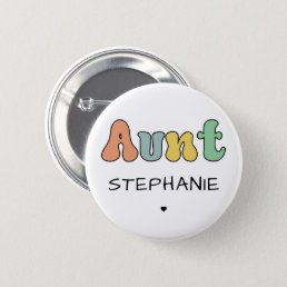 Custom Aunt Retro Gift | Auntie Personalized Button