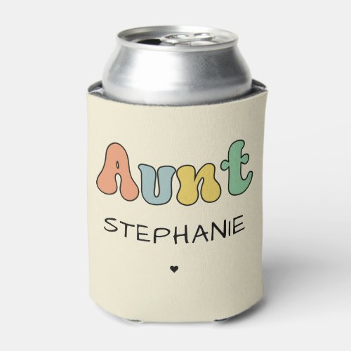 Custom Aunt Retro Gift  Auntie Personalized Can Cooler