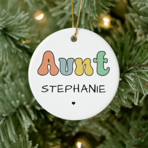 Custom Aunt Retro Gift Auntie Personalized Ceramic Ornament