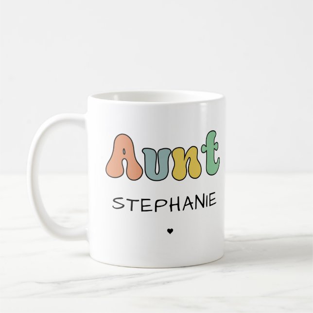 Custom Aunt Retro Gift | Auntie Personalized Coffee Mug (Left)