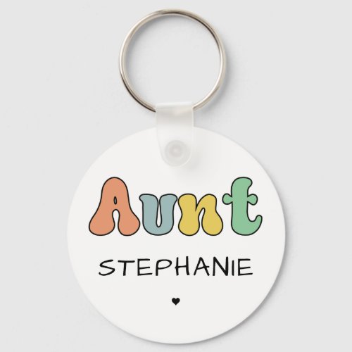 Custom Aunt Retro Gift  Auntie Personalized Keychain