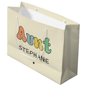 Custom Aunt Retro Gift Auntie Personalized Large Gift Bag