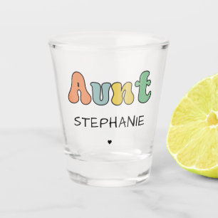 Custom Aunt Retro Gift   Auntie Personalized Shot Glass