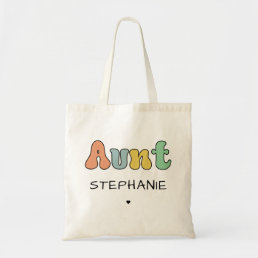 Custom Aunt Retro Gift | Auntie Personalized Tote Bag