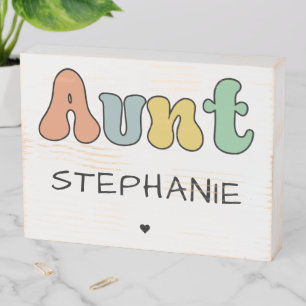 Custom Aunt Retro Gift Auntie Personalized Wooden Box Sign