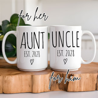 Custom Aunt & Uncle Mug, Baby Announcement Present Coffee Mug