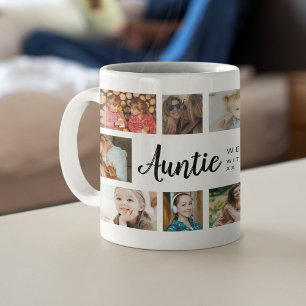 Custom Auntie 18 Photo Collage Coffee Mug