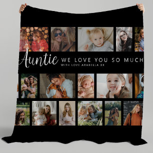 Custom Auntie 18 Photo Collage Fleece Blanket