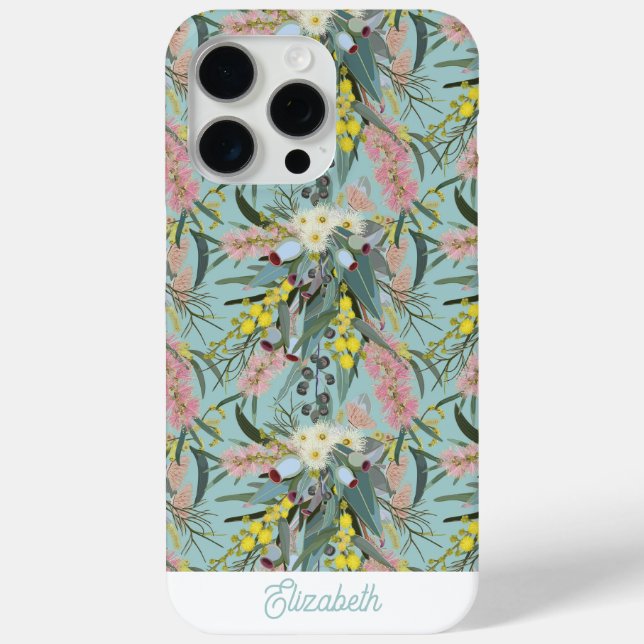 Custom Aussie Native Bush Blooms Royal Blue Case-Mate iPhone Case (Back)