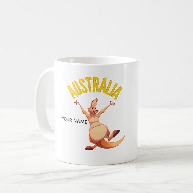 Custom Australia Soccer Fan Kangaroo Mug (Front Left)