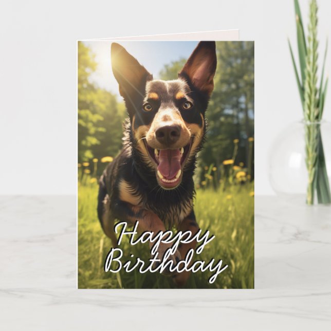 Custom Australian Kelpie Happy Birthday Card (Front)