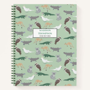 Custom Australian Native Animals Eucalyptus Green  Notebook