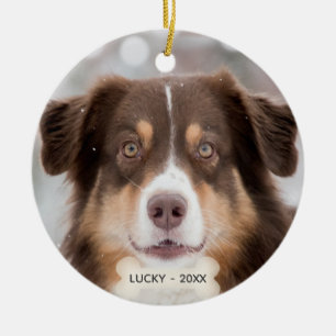 Custom Australian Shepherd Dog Photo Ceramic Ornament