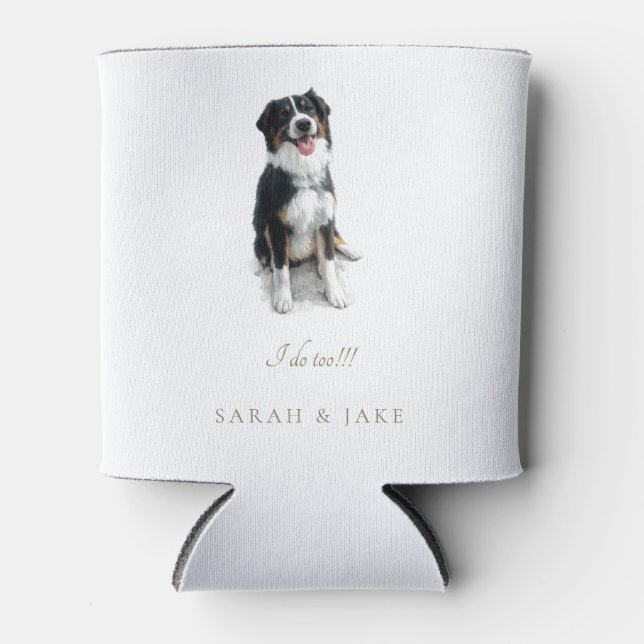Custom Australian Shepherd Wedding Napkins Can Cooler (Front)