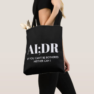 Custom Author Black Anti AI Books AI;DR Tote Bag