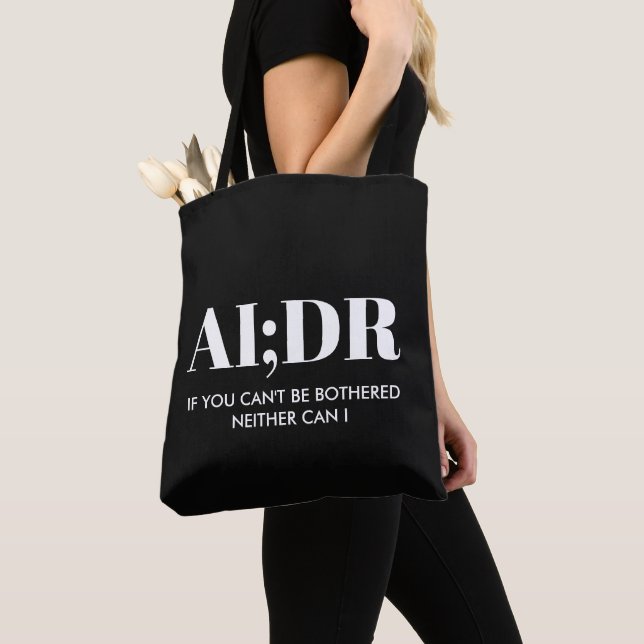 Custom Author Black Anti AI Books AI;DR  Tote Bag (Close Up)