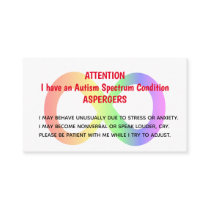 Custom Autism Alert Cards For Organisation/Group
