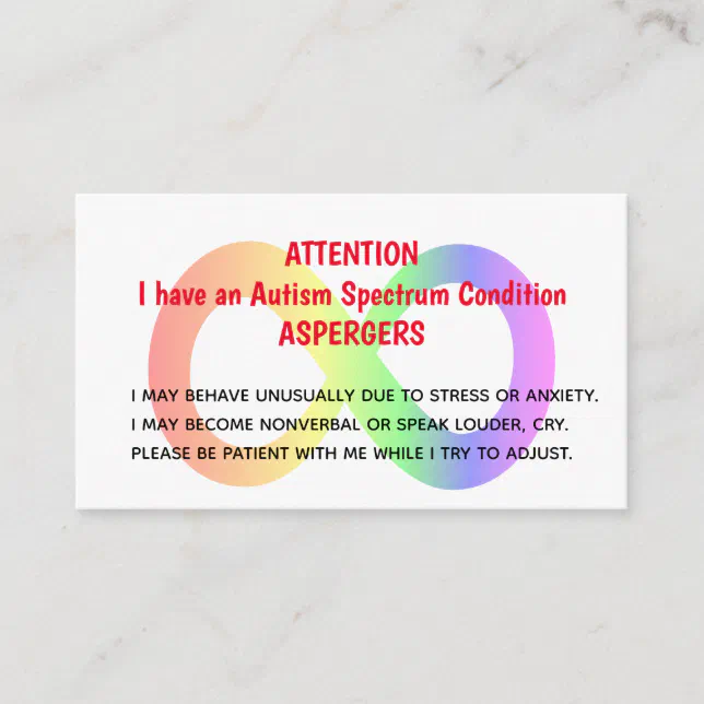 Custom Autism Alert Cards For Organisation/Group Zazzle