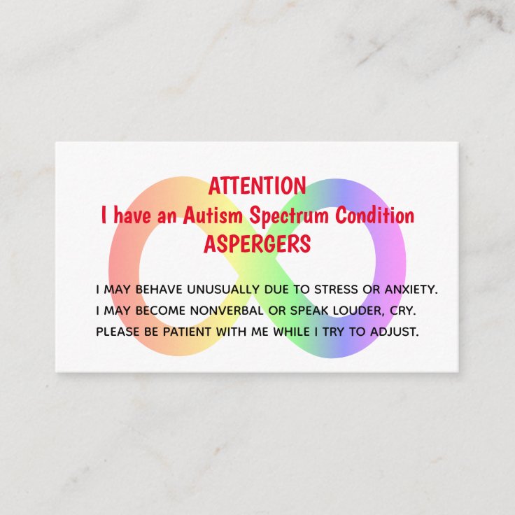 Custom Autism Alert Cards For Organisation/Group | Zazzle