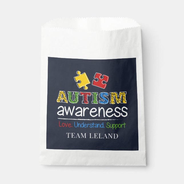 Custom Autism Awareness Love Understand Support Favor Bag (Front)