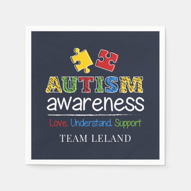 Custom Autism Awareness Love Understand Support Napkins (Front)