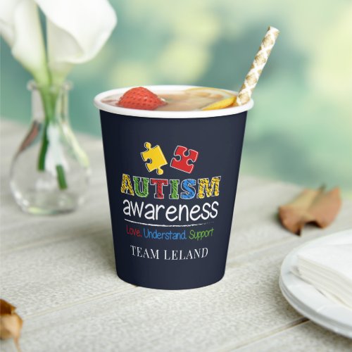 Custom Autism Awareness Love Understand Support Paper Cups