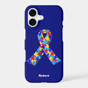 Custom Autism Awareness Ribbon Blue iPhone 17 Case