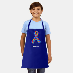 Custom Autism Awareness Ribbon Blue Personalized Apron