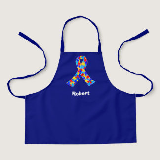 Custom Autism Awareness Ribbon Blue Personalized Apron