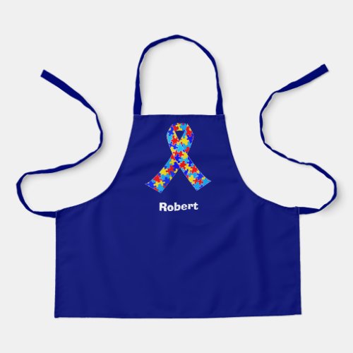 Custom Autism Awareness Ribbon Blue Personalized Apron