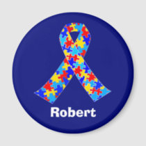 Custom Autism Awareness Ribbon Blue Personalized Magnet