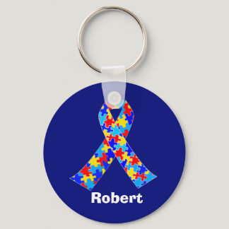 Custom Autism Awareness Ribbon Keychain