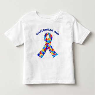 Custom Autism Awareness Ribbon Puzzle Piece Toddler T-shirt