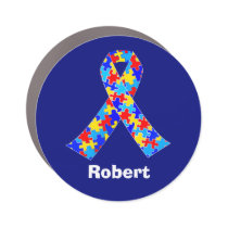 Custom Autism Awareness Ribbon Team Blue Car Magnet