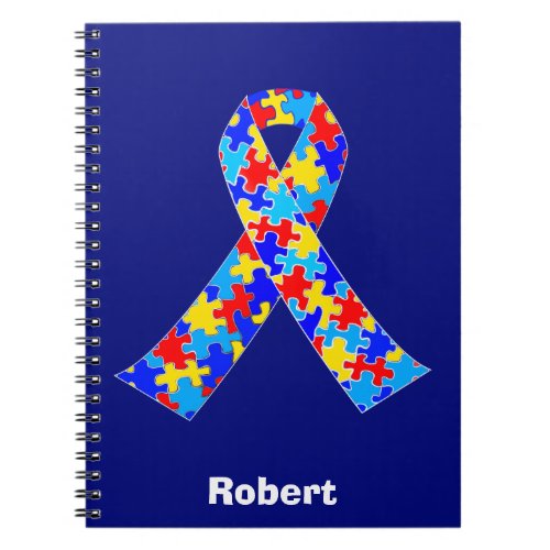 Custom Autism Awareness Ribbon Team Blue Notebook