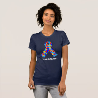 Custom Autism Awareness Ribbon Team Walk Women's T-Shirt