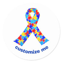 Custom Autism Awareness Ribbon Walk Classic Round Sticker