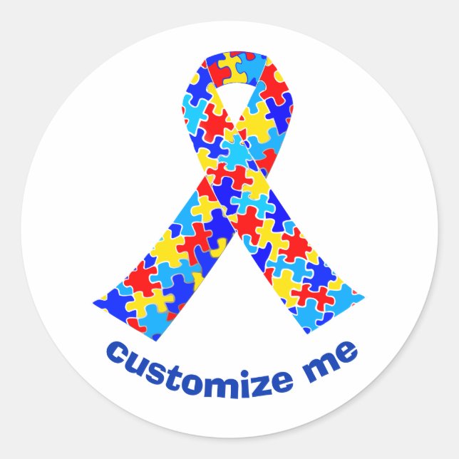 Custom Autism Awareness Ribbon Walk Classic Round Sticker (Front)