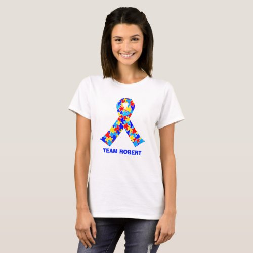 Custom Autism Awareness Ribbon Walk Womens T_Shirt