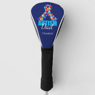Custom Autism Dad Blue Ribbon Golf Head Cover