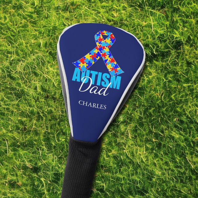 Custom Autism Dad Blue Ribbon Golf Head Cover (Creator Uploaded)