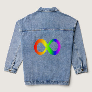 Custom Autism Infinity Rainbow Symbol ID ALERT Denim Jacket