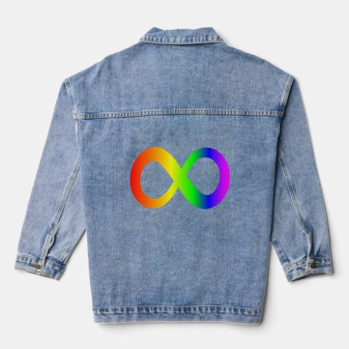 Custom Autism Infinity Rainbow Symbol ID ALERT Denim Jacket