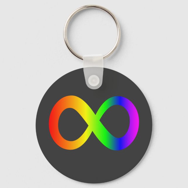 Custom Autism Infinity Rainbow Symbol ID ALERT Keychain (Front)