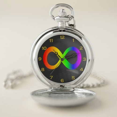 Custom Autism Infinity Rainbow Symbol ID ALERT Pocket Watch