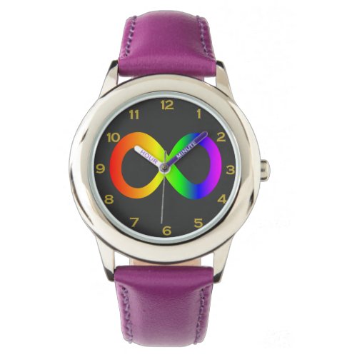 Custom Autism Infinity Rainbow Symbol ID ALERT Watch