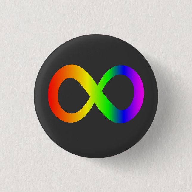 Custom Autism Infinity Rainbow Symbol ID Help LOGO Button (Front)